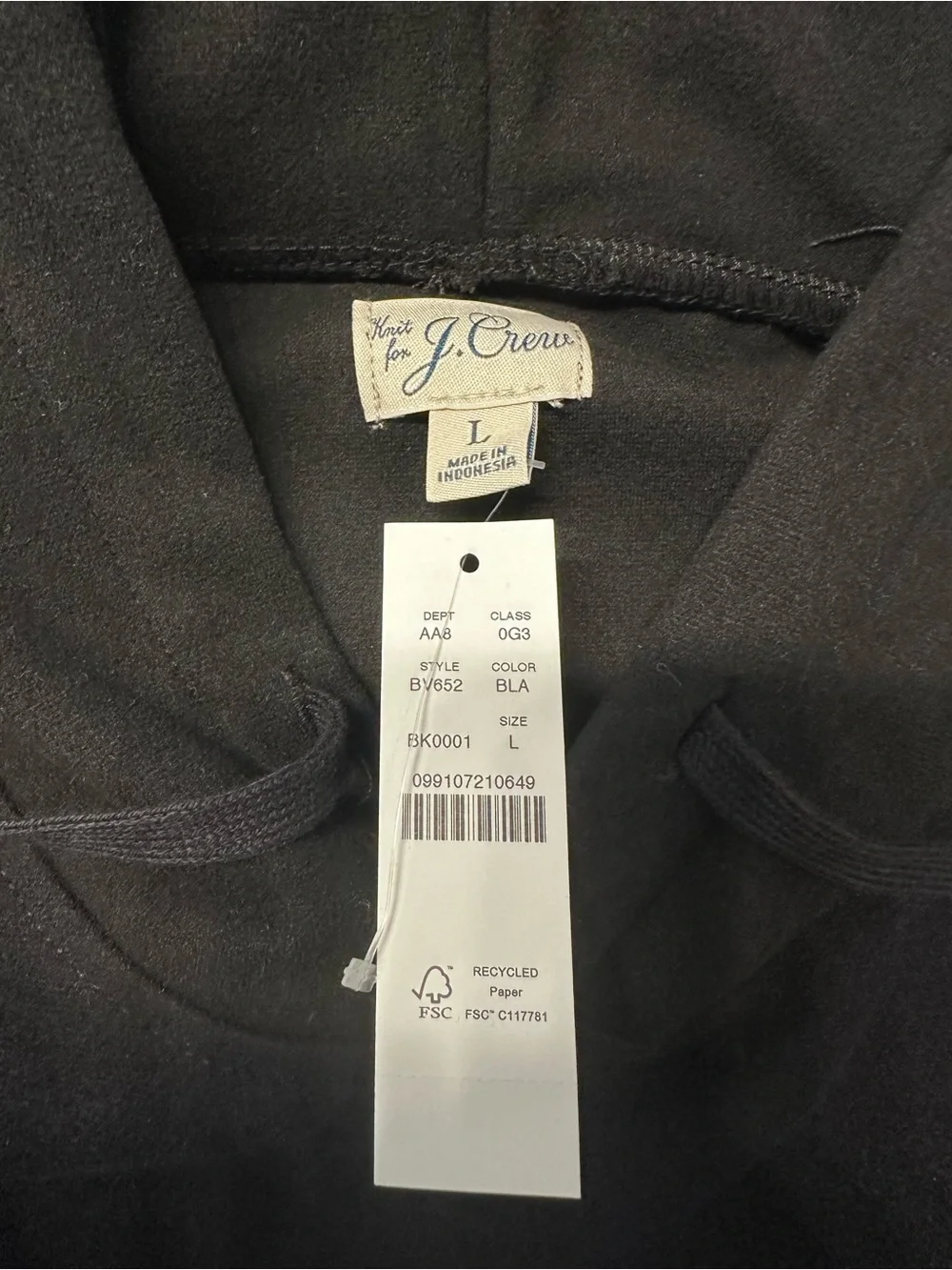 J. Crew Black Seaboard Hoodie Pullover Sweatshirt
